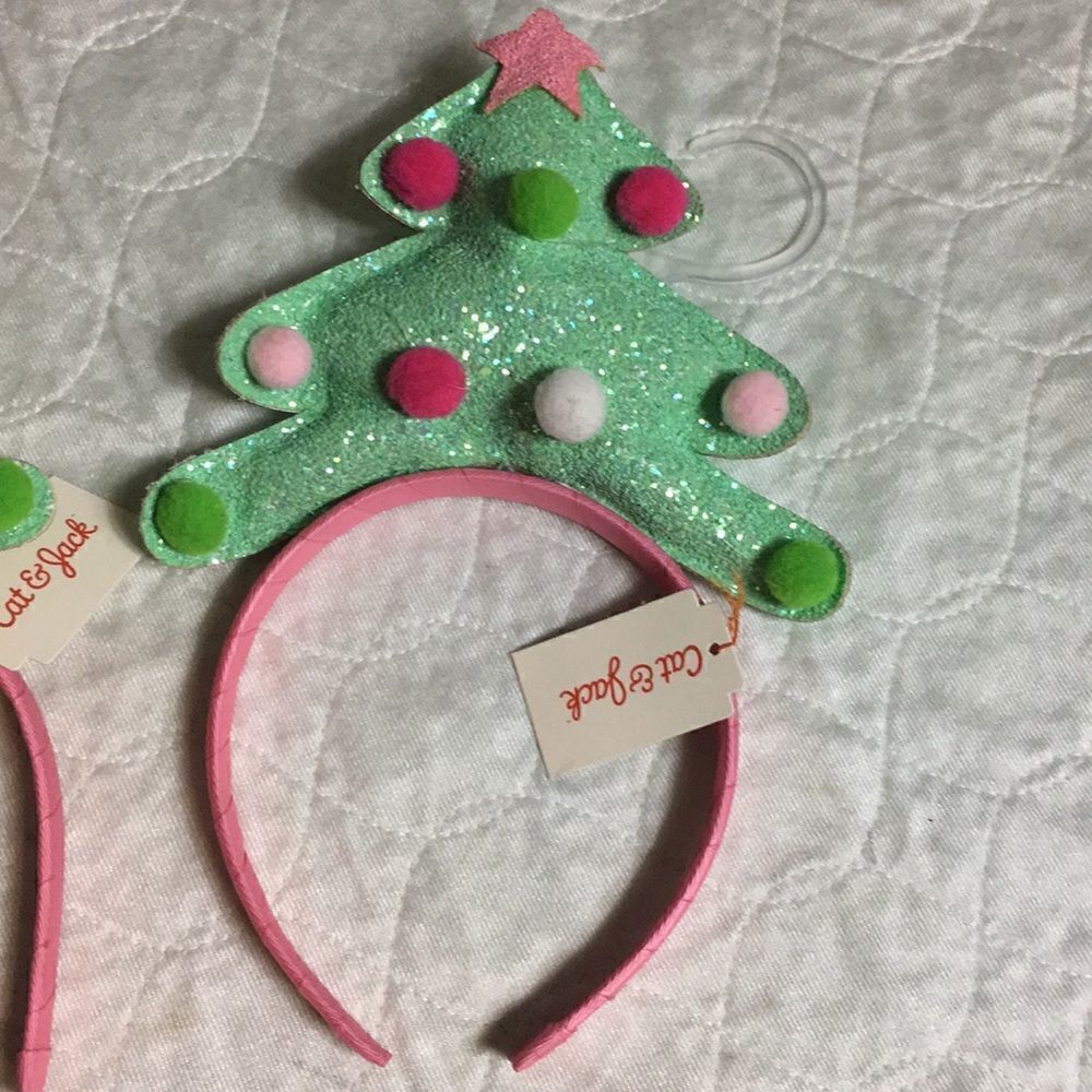 C&J Girls Glitter Pom Xmas Tree Headband …